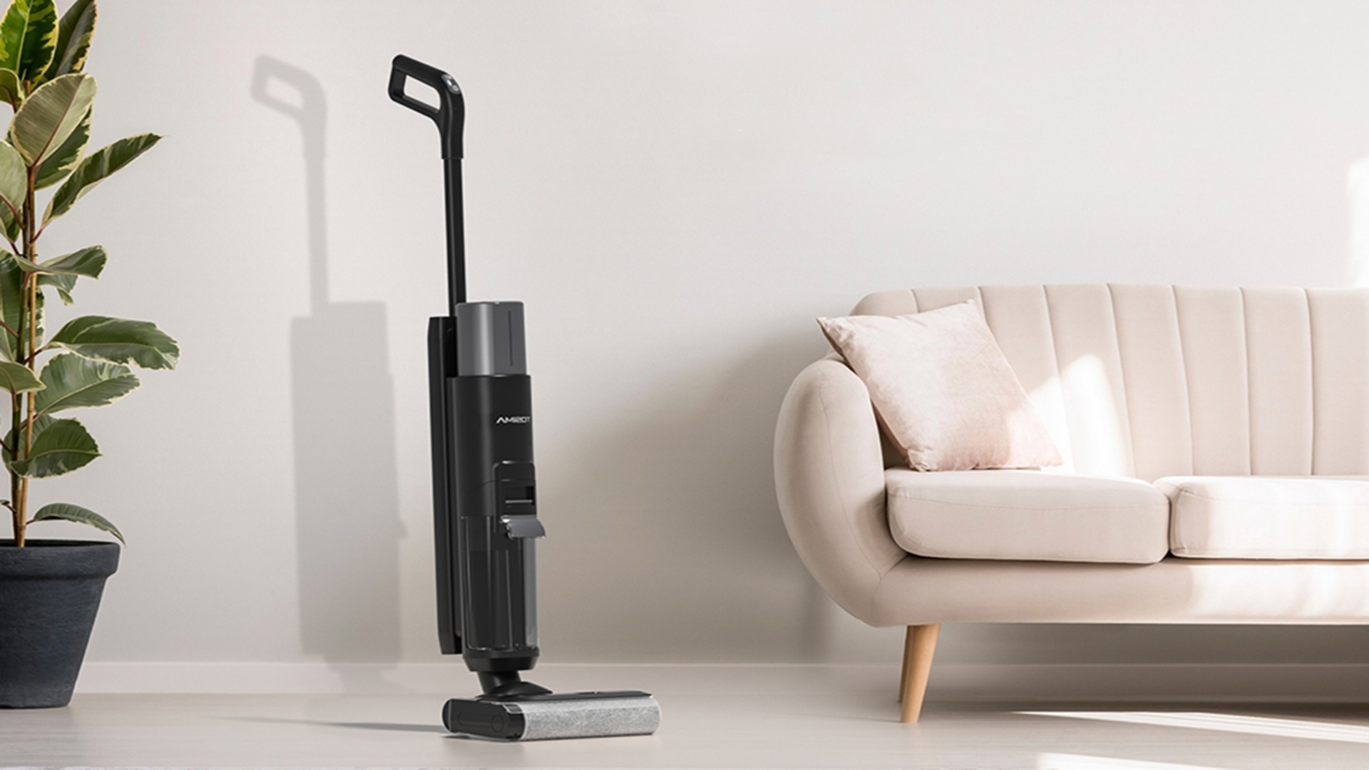 Tosima H1 Smart Cordless Wet Dry Vacuum Cleaner and Mop, Hardwood Floors Cleaner, Lightweight & Long Run Time, Great for Sticky Messes and Pet Hair, Space-Saving Design, Black